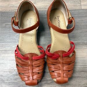 FootSmart Tejidas Woven Leather Fisherman Sandals Women’s 7M Comfort Brown Red